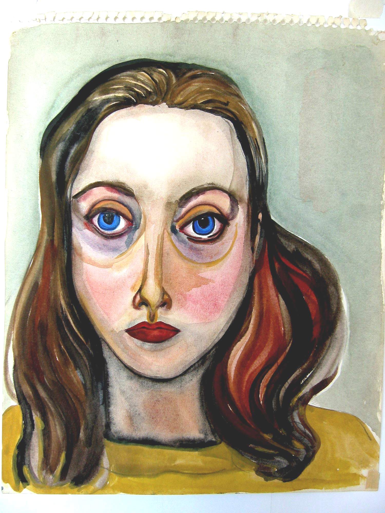 Self-portrait by Jean Smith (11 x 17″ watercolour on paper, circa - img_5449-vvv